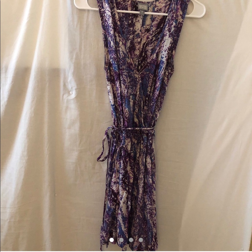 Purple sleeveless wrap dress